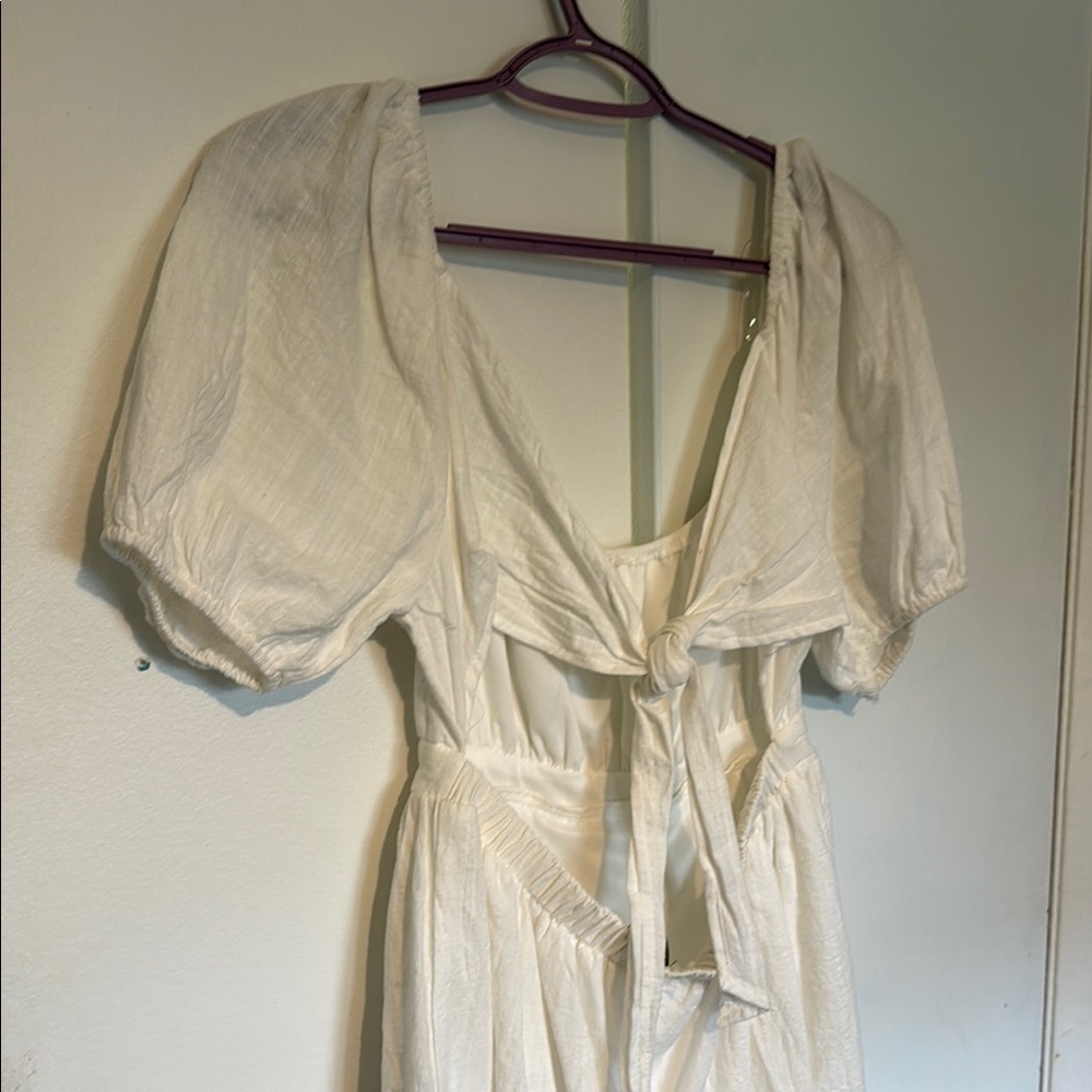Cream Buttoned Ruffled Mini Sundress - Picture 7 of 10